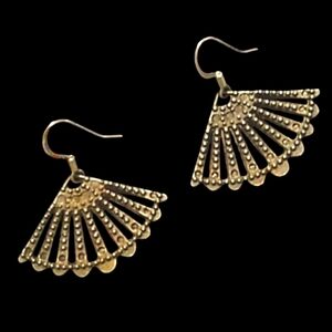 Art Deco Fans Handmade Earrings Brass Charms Vintage Style Asian Lace Fan KATTA